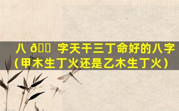 八 🐠 字天干三丁命好的八字（甲木生丁火还是乙木生丁火）